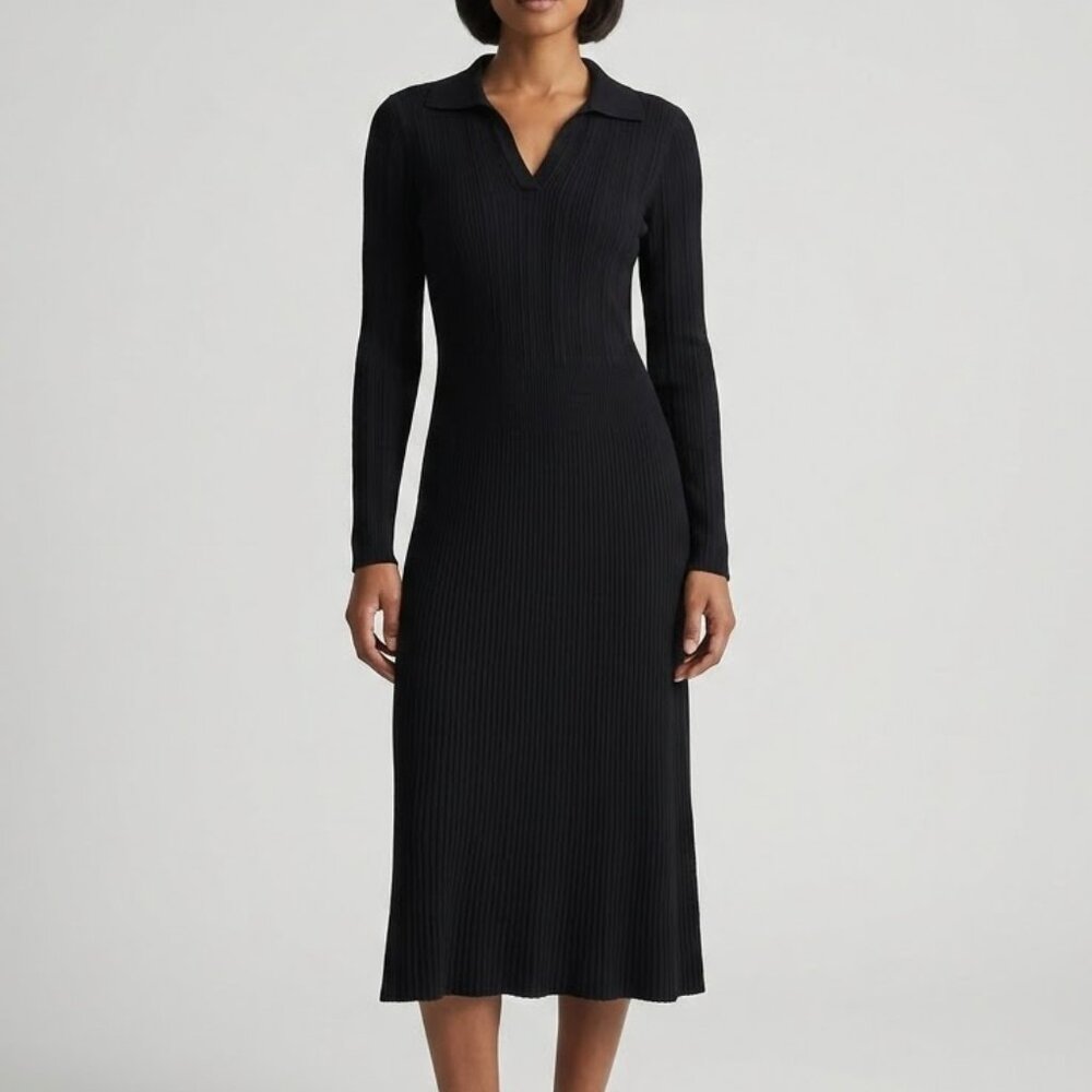 NWOT Lands' End Fine Gauge Collared Ribbed Long Sleeve Sweater Dress Size S